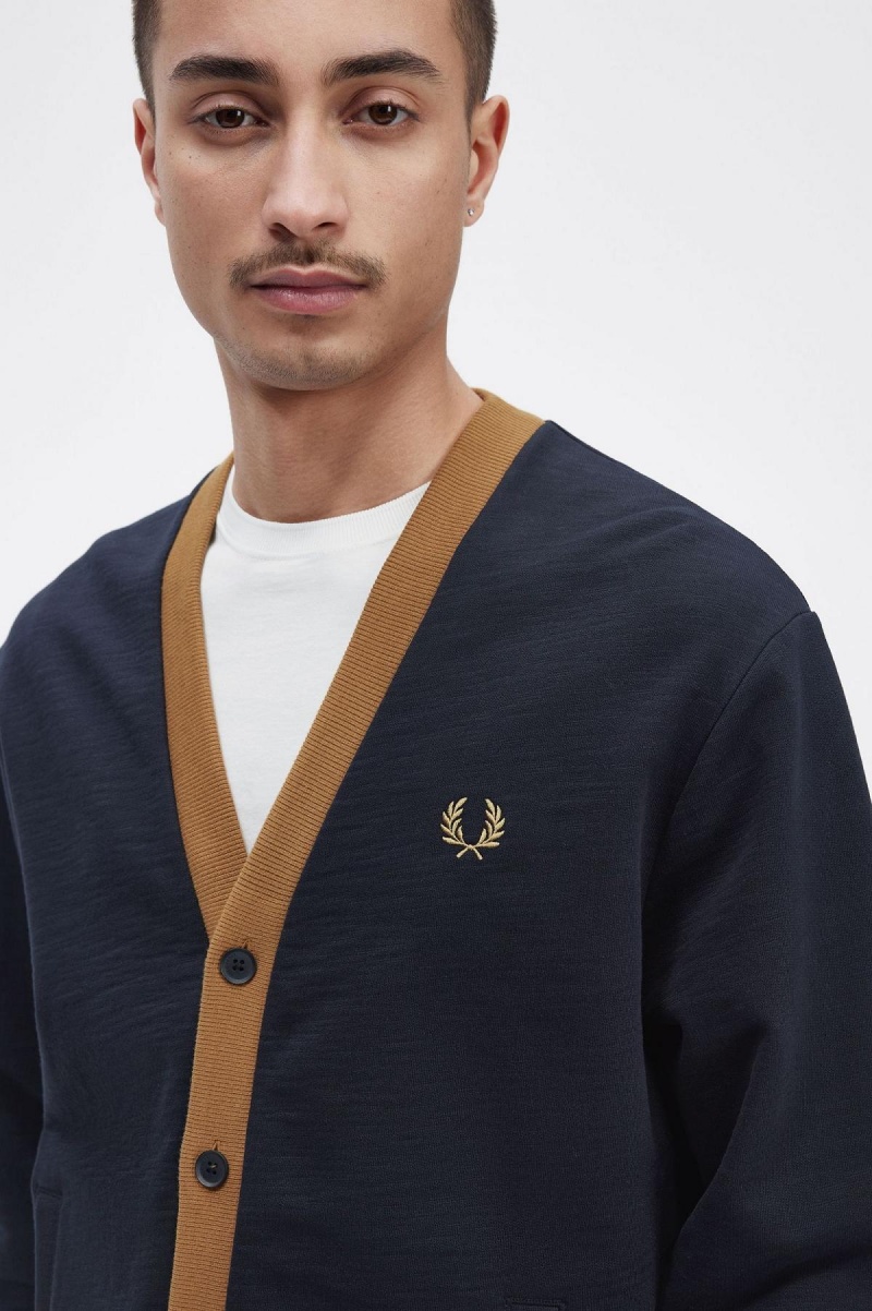 Sweats Fred Perry Button Through Homme Bleu Marine | GFREC29717