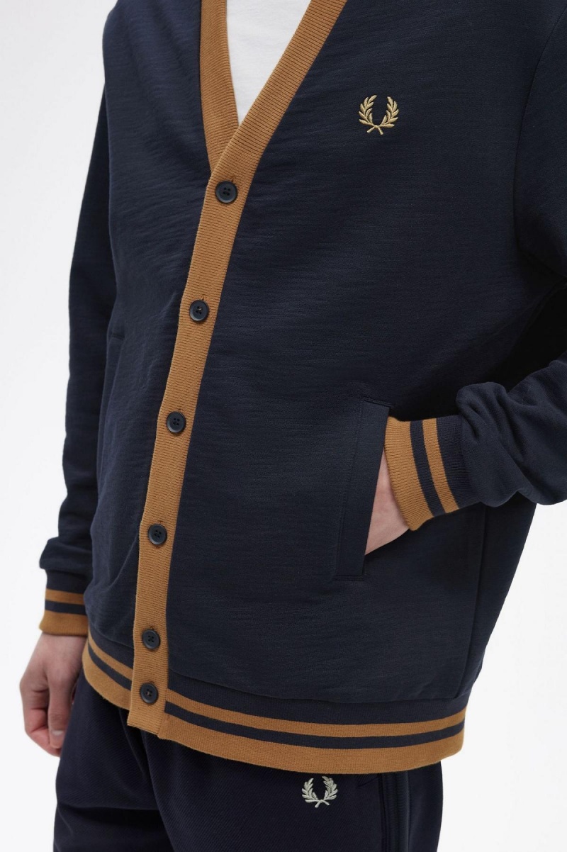 Sweats Fred Perry Button Through Homme Bleu Marine | GFREC29717