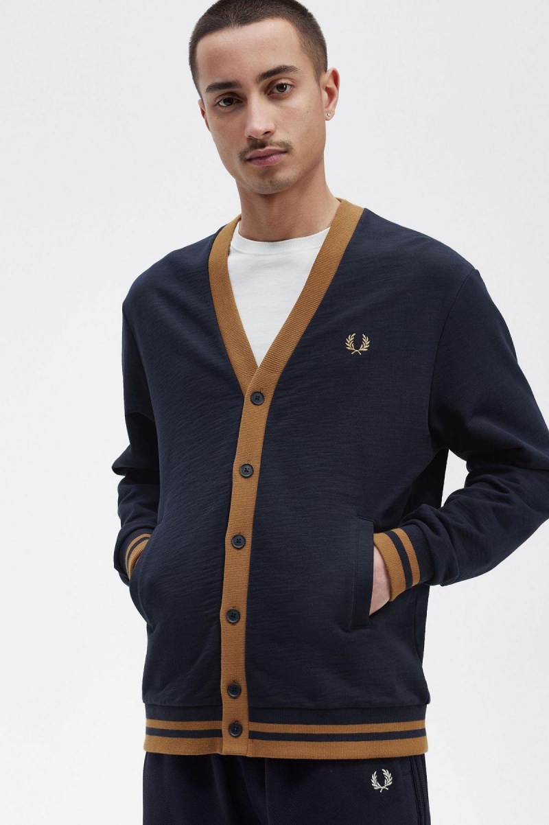 Sweats Fred Perry Button Through Homme Bleu Marine | GFREC29717