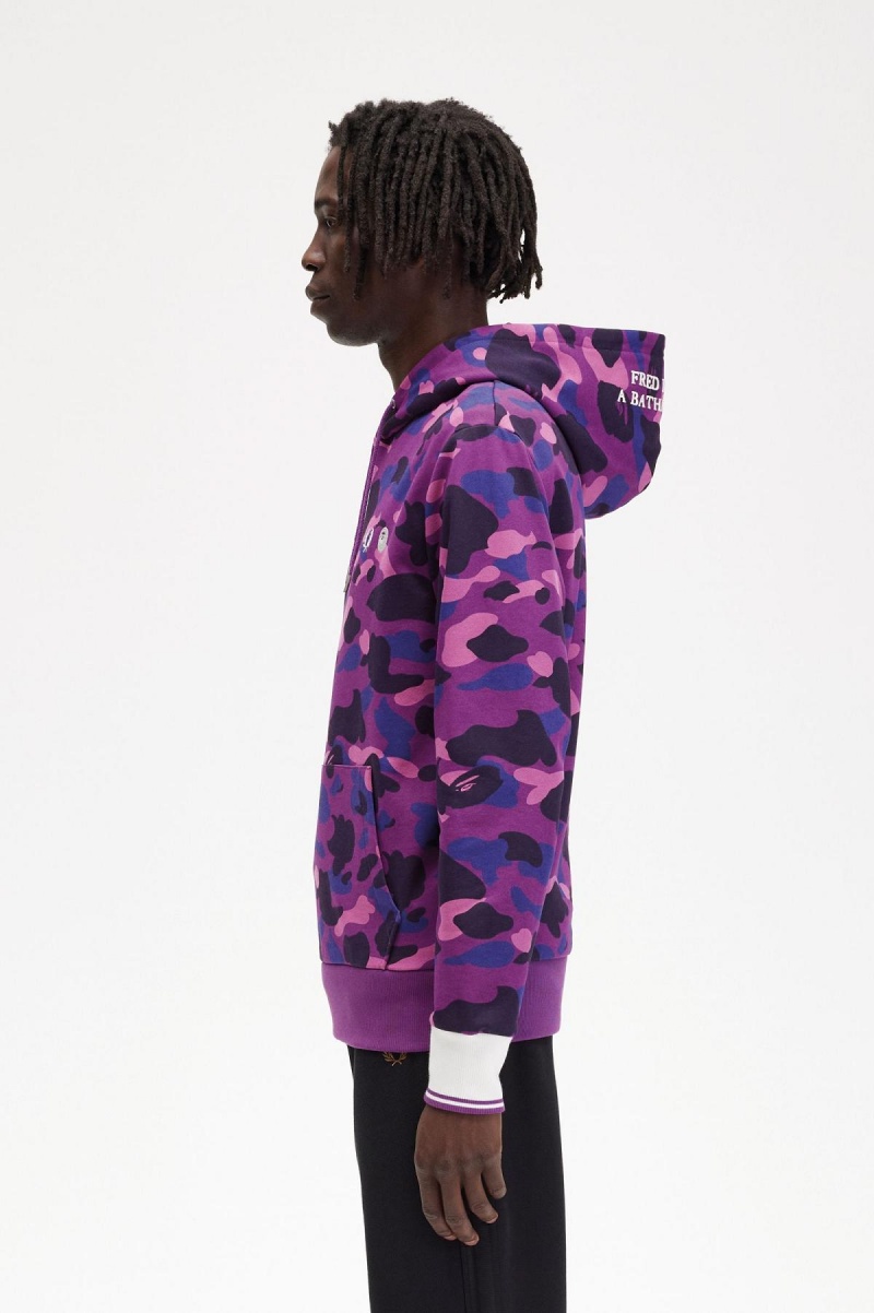 Sweats Fred Perry Camouflage Encapuchonné Homme Violette | AFRWC93614