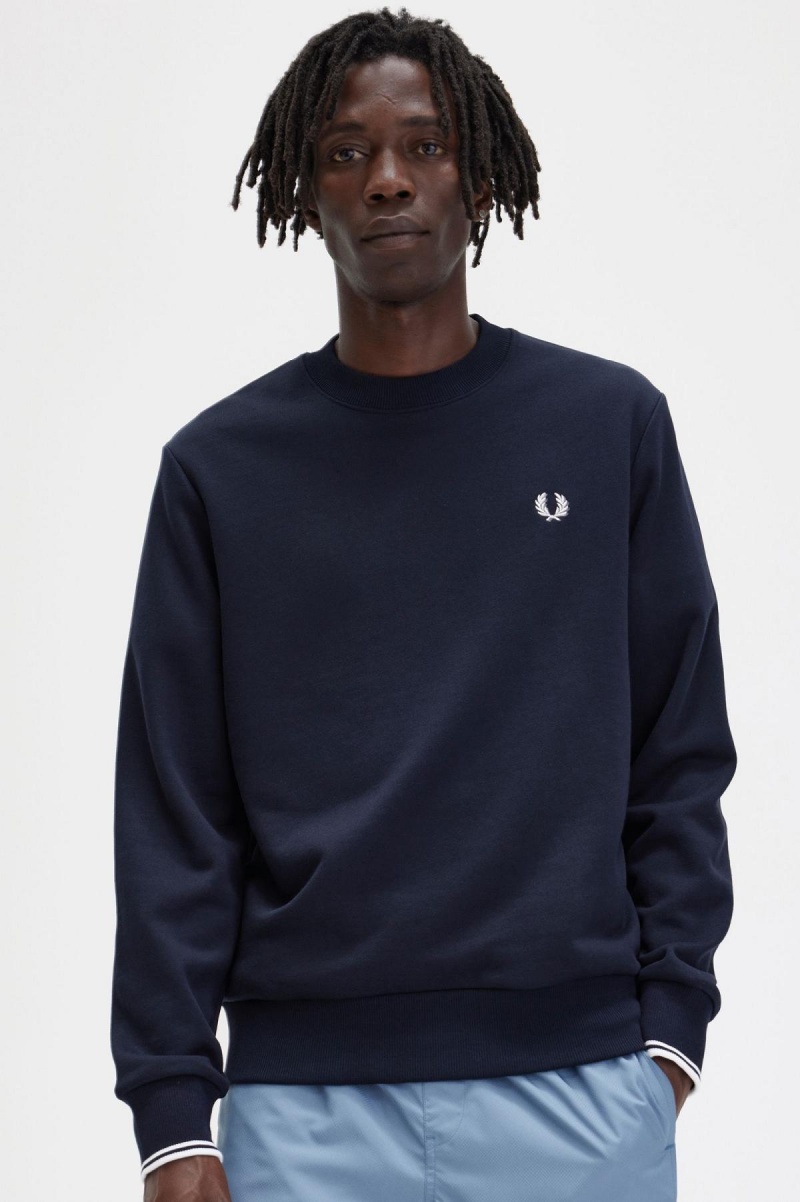 Sweats Fred Perry Crew Neck Homme Bleu Marine | XFRGW19078