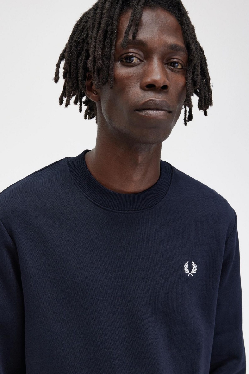 Sweats Fred Perry Crew Neck Homme Bleu Marine | XFRGW19078