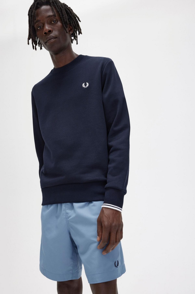 Sweats Fred Perry Crew Neck Homme Bleu Marine | XFRGW19078