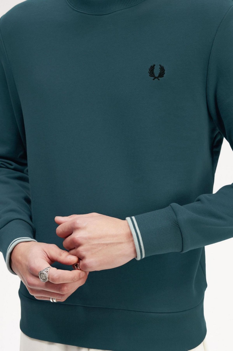 Sweats Fred Perry Crew Neck Homme Bleu | EFRHC61013