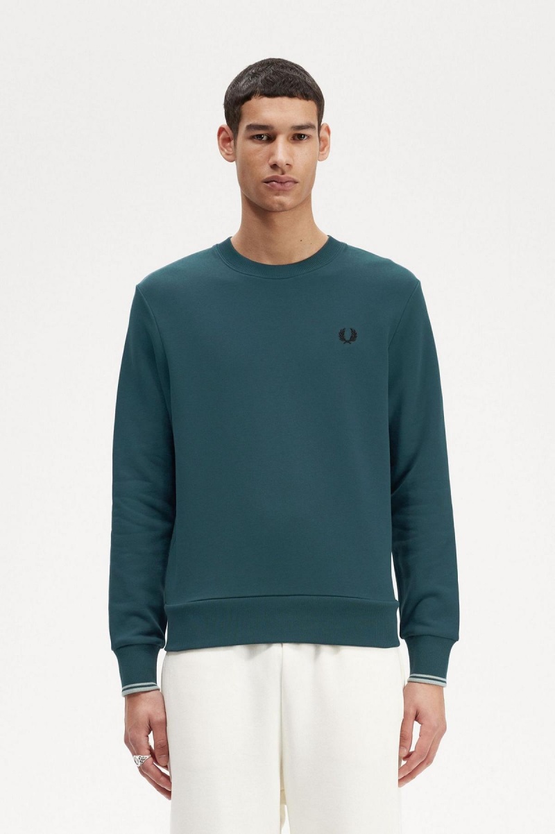 Sweats Fred Perry Crew Neck Homme Bleu | EFRHC61013