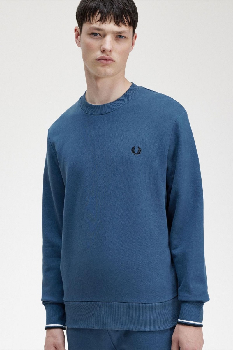 Sweats Fred Perry Crew Neck Homme Bleu | QFRUV64195