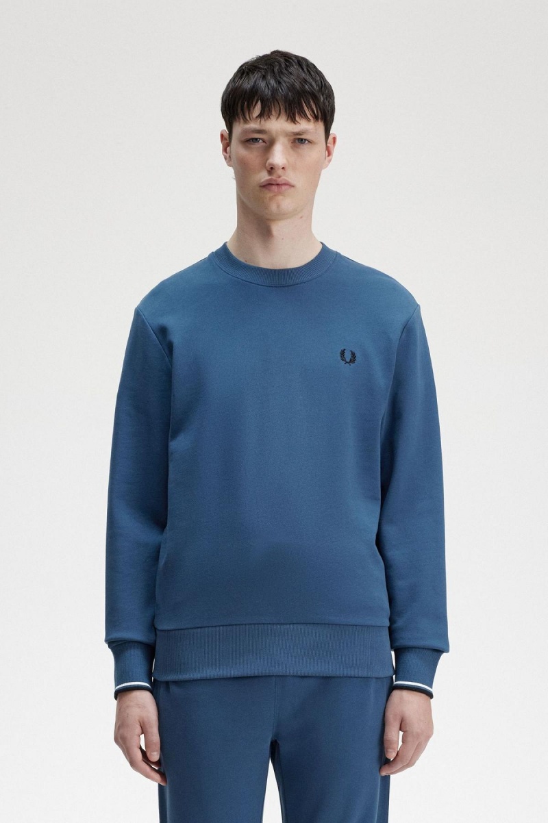 Sweats Fred Perry Crew Neck Homme Bleu | QFRUV64195