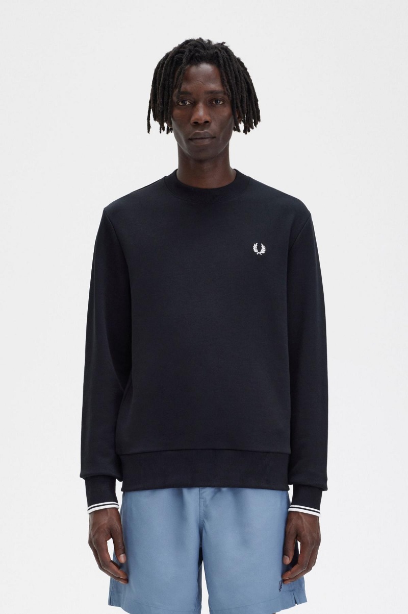 Sweats Fred Perry Crew Neck Homme Noir | BFRSD92434