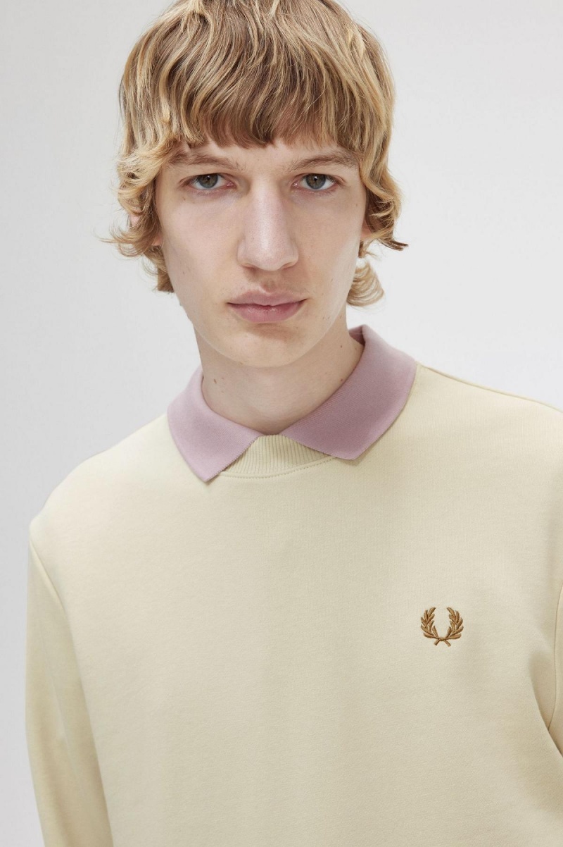 Sweats Fred Perry Crew Neck Homme Oatmeal | FRFRX79247