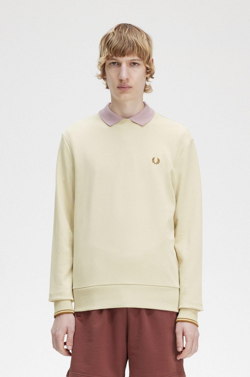 Sweats Fred Perry Crew Neck Homme Oatmeal | FRFRX79247