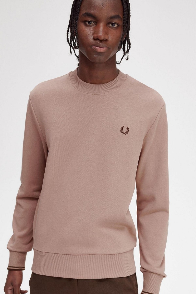 Sweats Fred Perry Crew Neck Homme Rose Foncé | FRNEJ88991