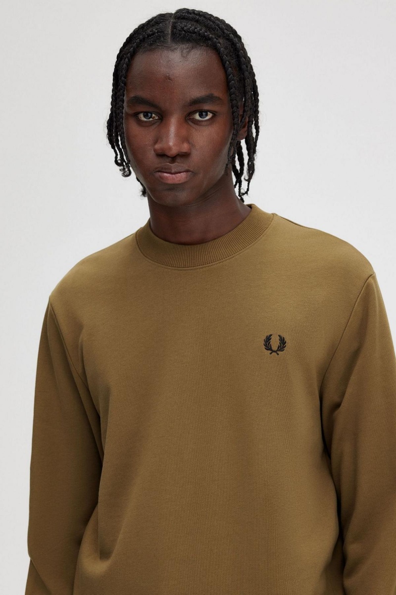 Sweats Fred Perry Crew Neck Homme Shaded Stone / Burnt Tobacco | FRCVG18419