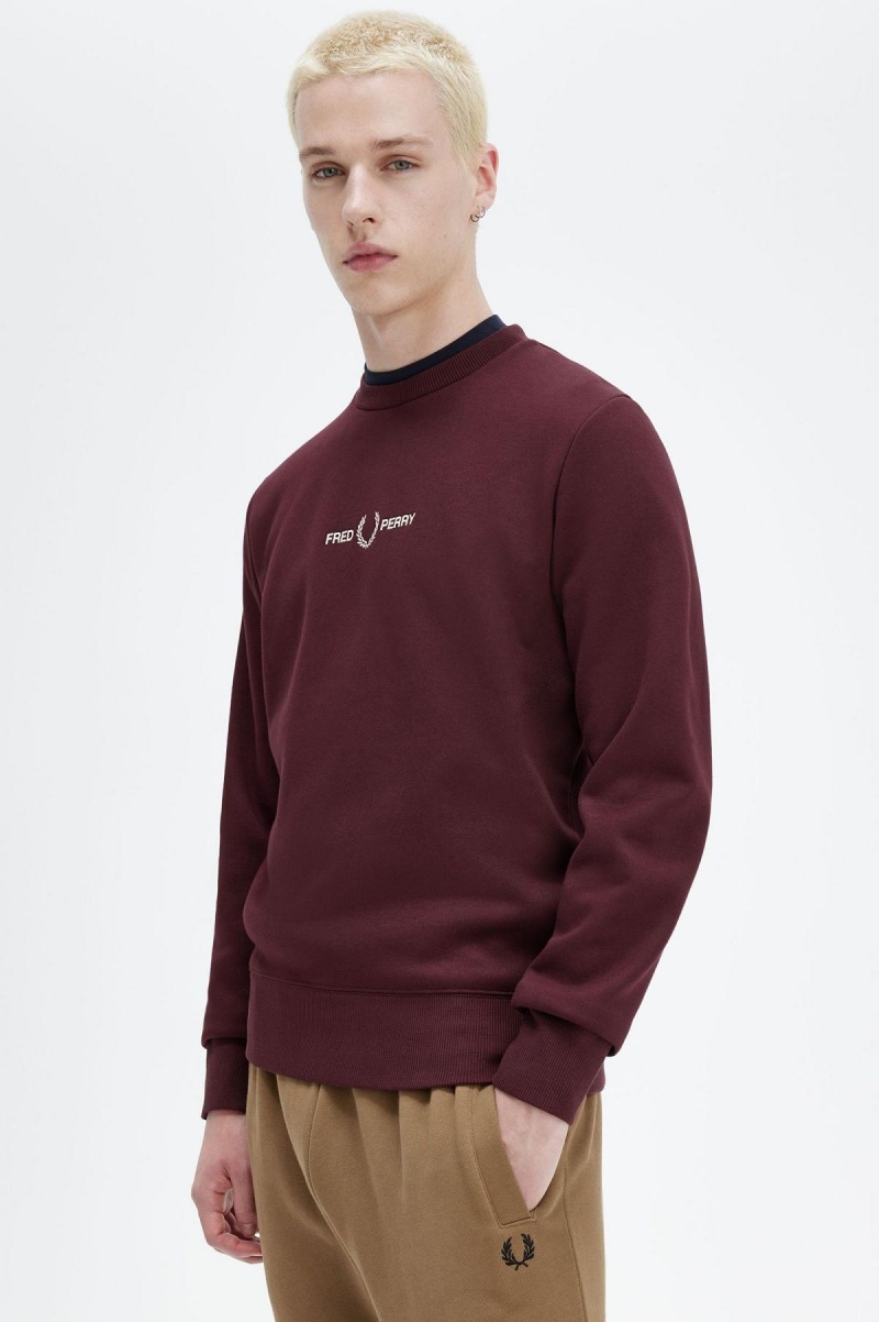 Sweats Fred Perry Embroidered Homme Oxblood | SFRNY68112