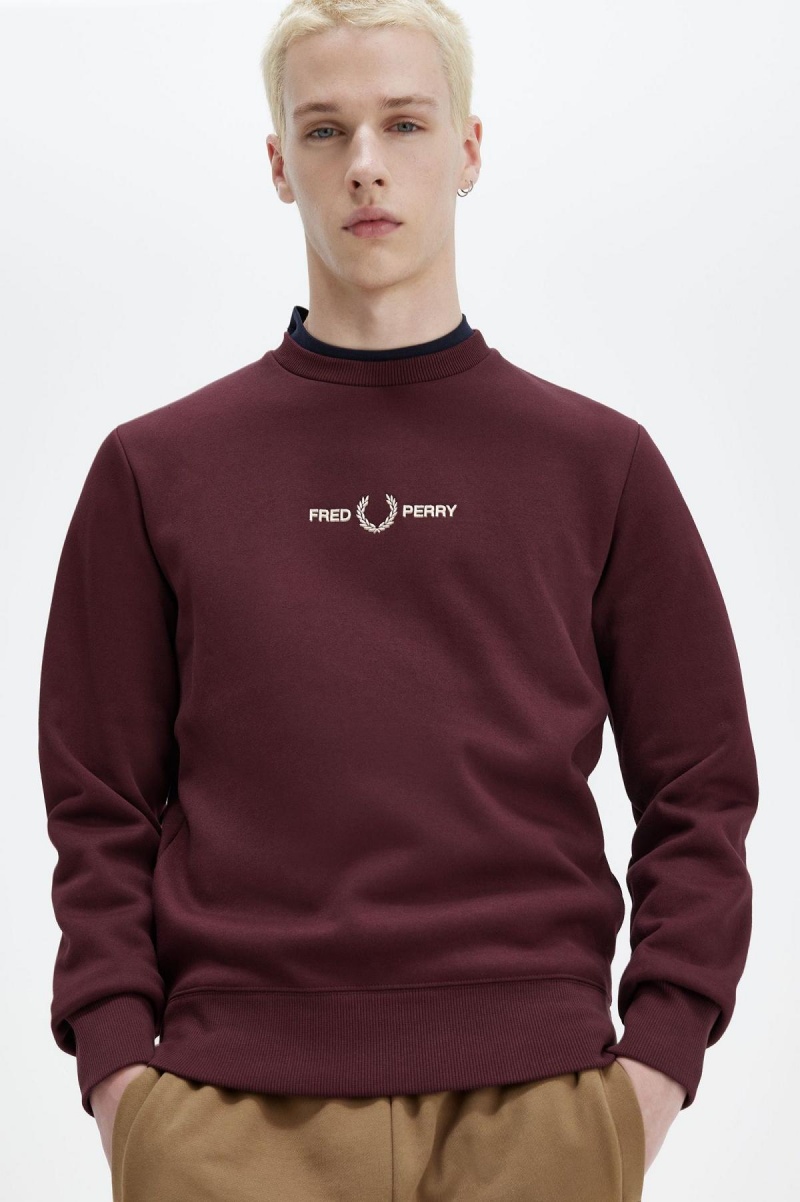 Sweats Fred Perry Embroidered Homme Oxblood | SFRNY68112