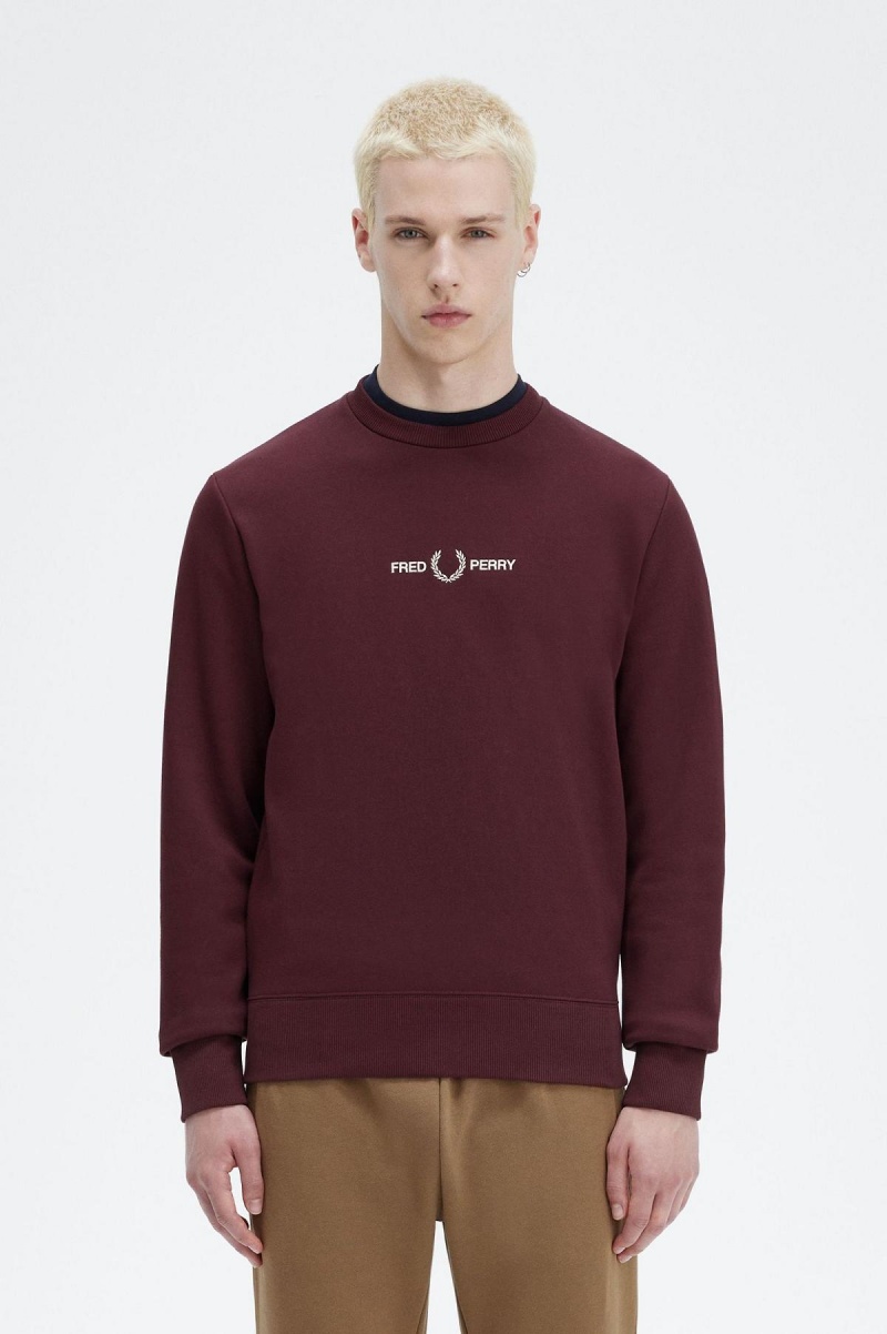 Sweats Fred Perry Embroidered Homme Oxblood | SFRNY68112