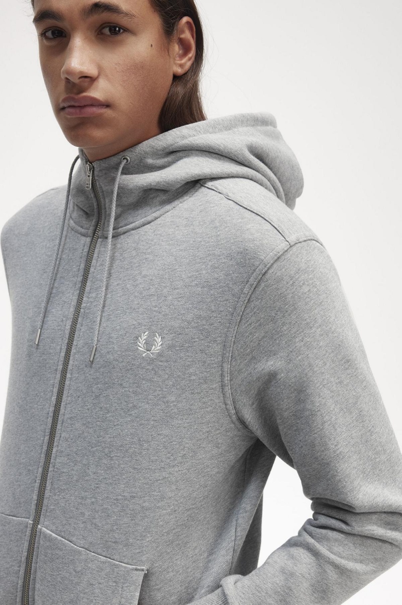 Sweats Fred Perry Encapuchonné Zip Through Homme Steel Marl | ZFRMJ21966