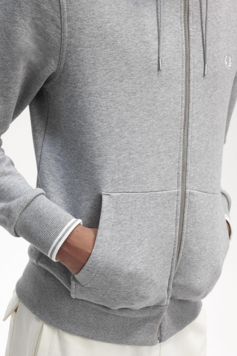 Sweats Fred Perry Encapuchonné Zip Through Homme Steel Marl | ZFRMJ21966