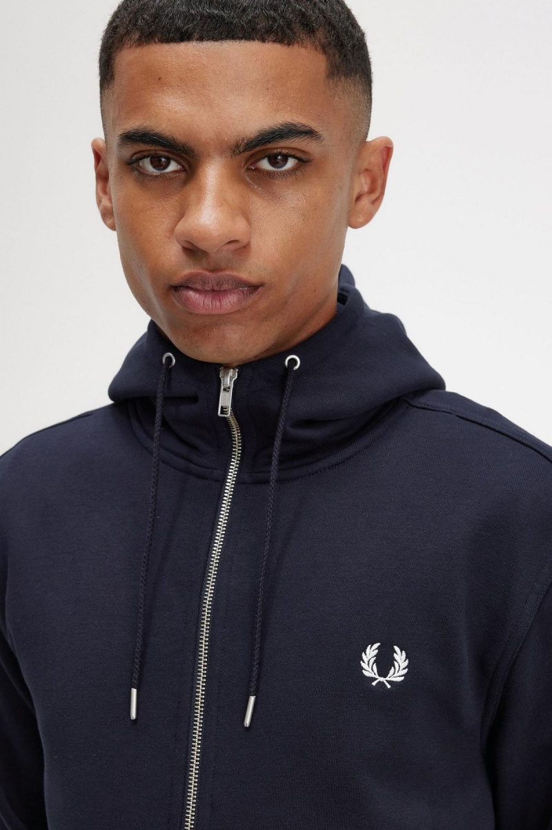 Sweats Fred Perry Encapuchonné Zip Through Homme Bleu Marine | FRNEJ22103