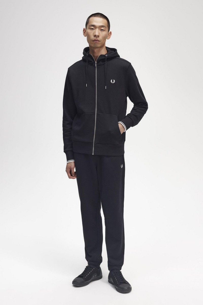 Sweats Fred Perry Encapuchonné Zip Through Homme Noir | YFRVQ28730