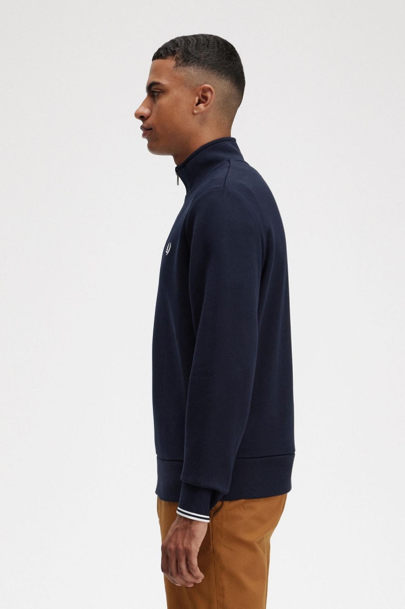 Sweats Fred Perry Half Zip Homme Bleu Marine | FRJVR85651