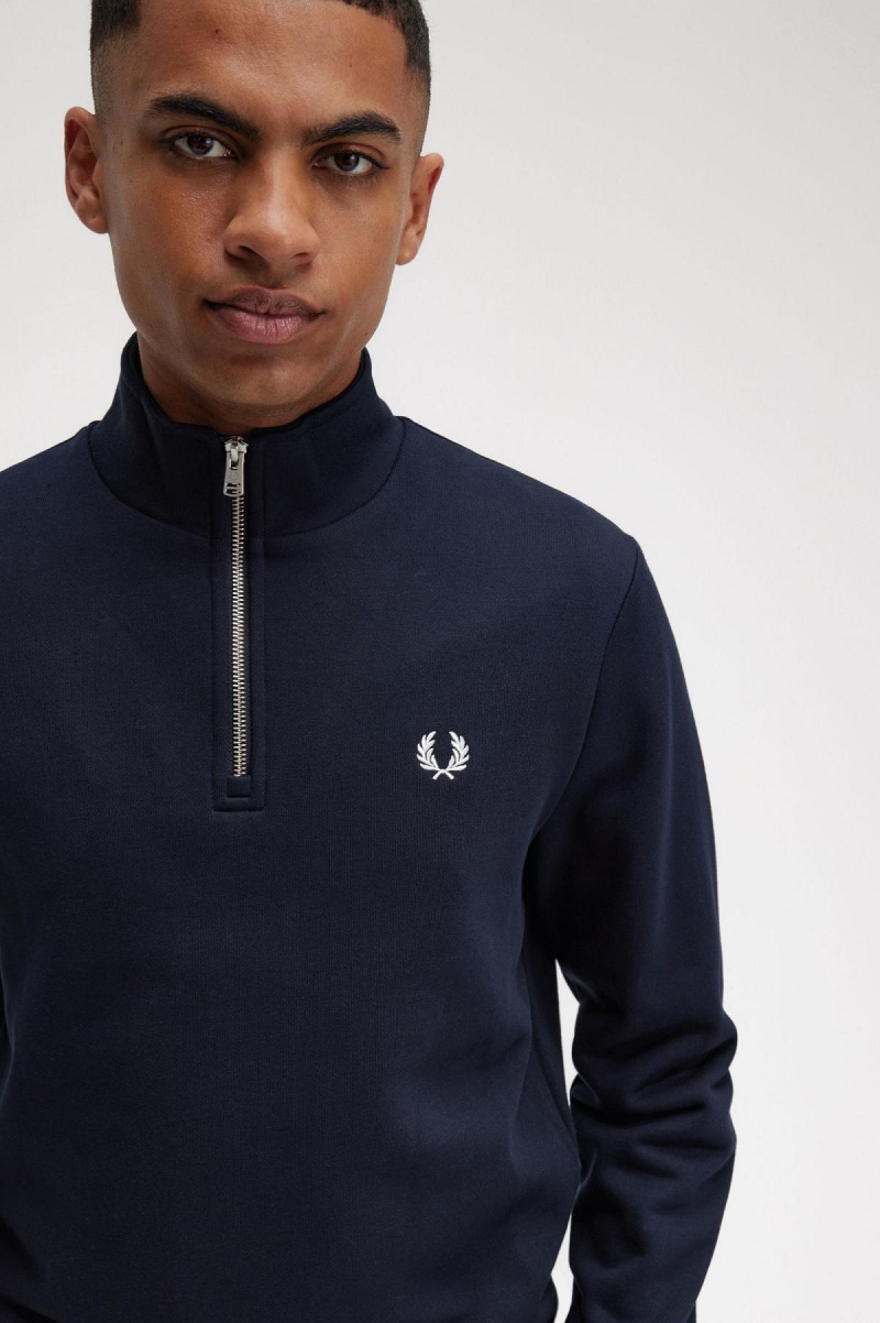 Sweats Fred Perry Half Zip Homme Bleu Marine | FRJVR85651