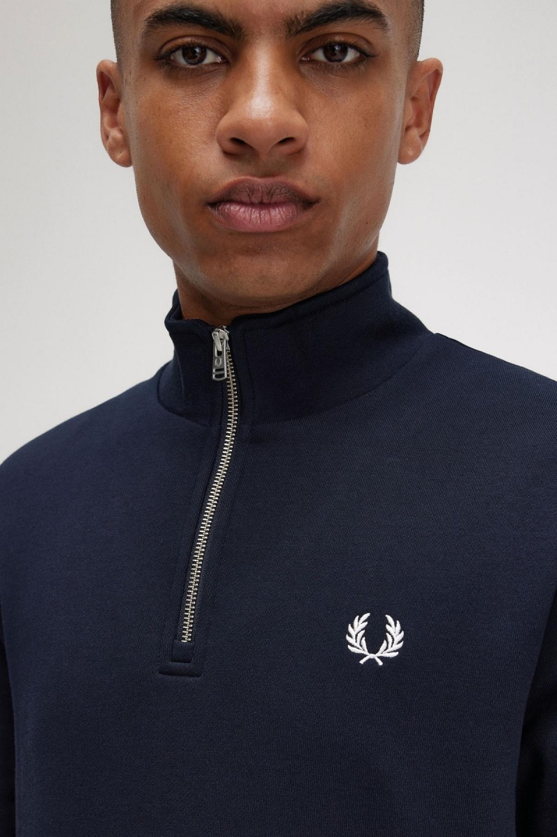 Sweats Fred Perry Half Zip Homme Bleu Marine | FRJVR85651