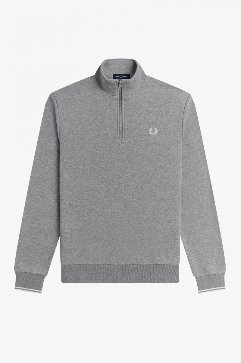 Sweats Fred Perry Half Zip Homme Steel Marl | MFRFT46606