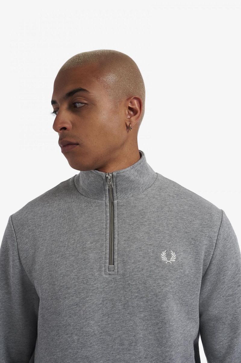 Sweats Fred Perry Half Zip Homme Steel Marl | MFRFT46606