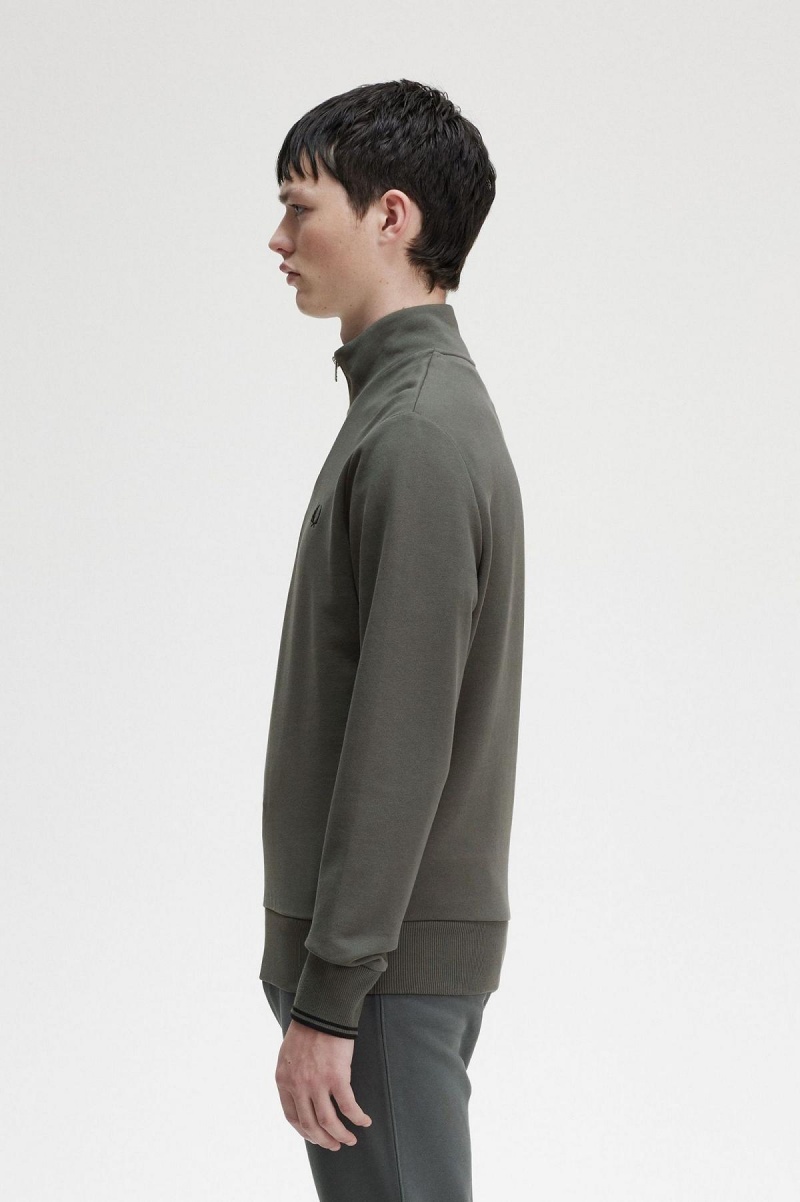 Sweats Fred Perry Half Zip Homme Vert | PFRER14866