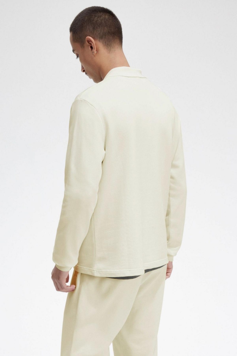 Sweats Fred Perry Long Sleeve Loopback Homme Ecru | SFRNY78458