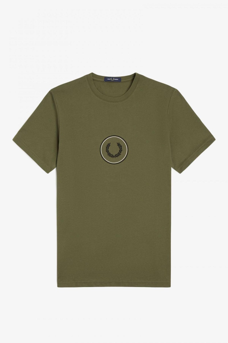 T Shirts Fred Perry Circle Branding Homme Vert Noir | TFRWZ31503