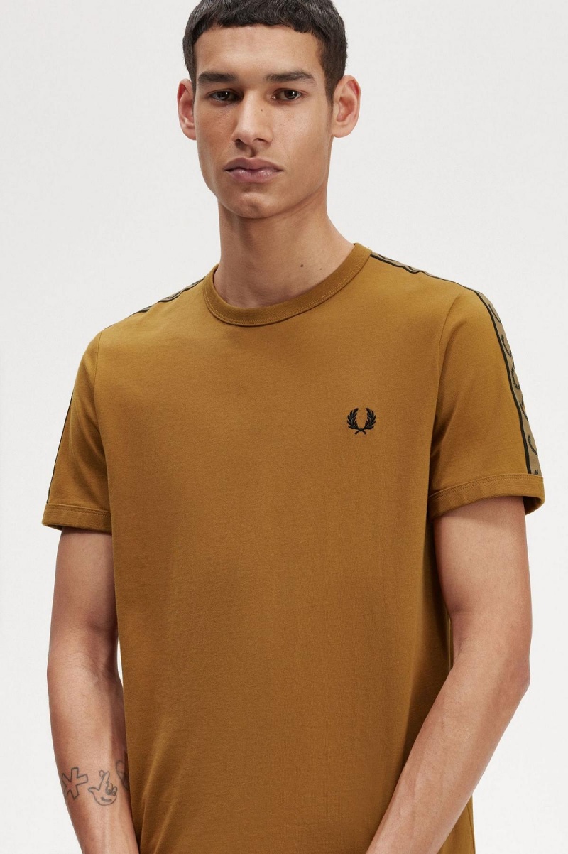 T Shirts Fred Perry Contrast Tape Ringer Homme Noir | AFRWC97176