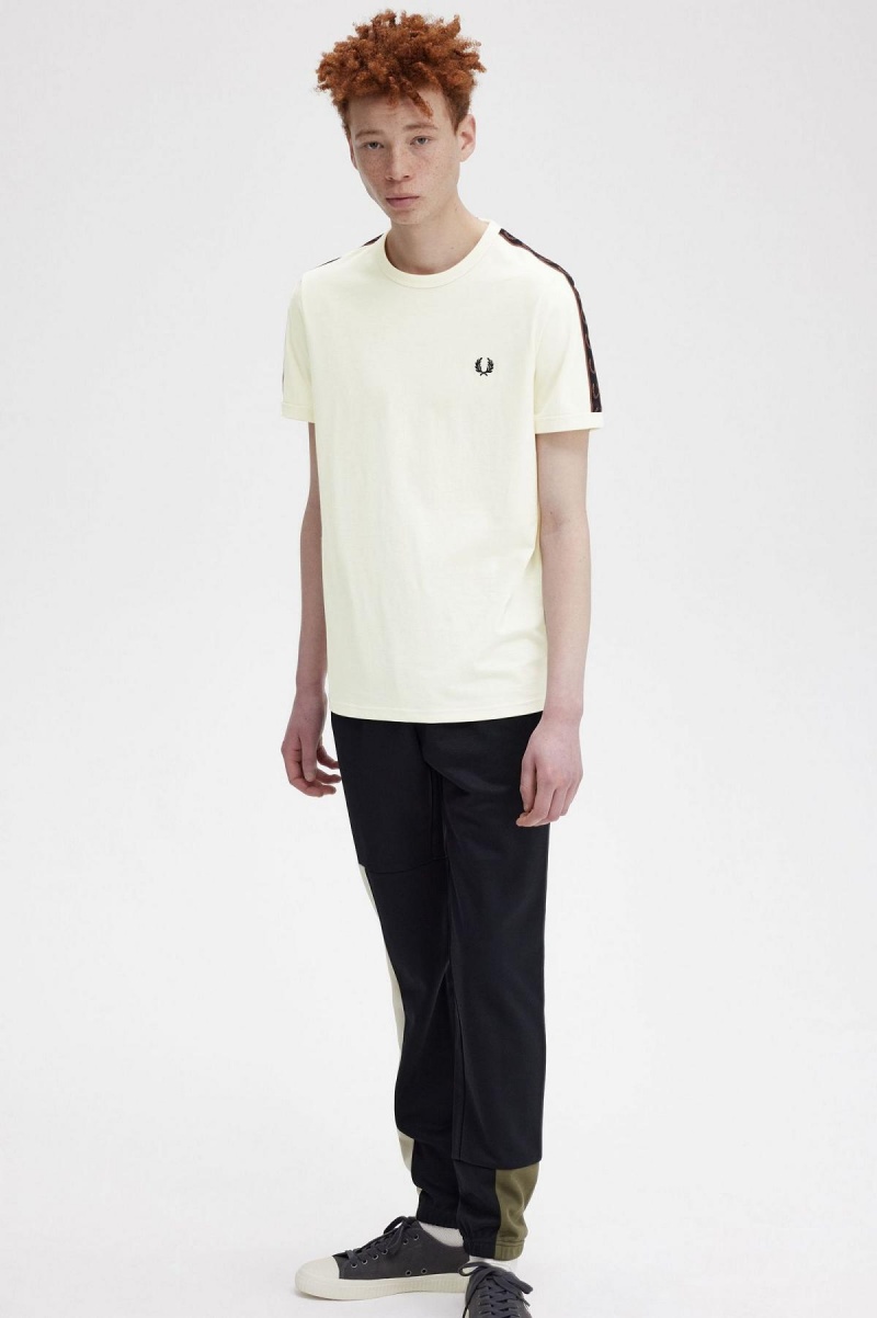 T Shirts Fred Perry Contrast Tape Ringer Homme Marron | FRZDE16768