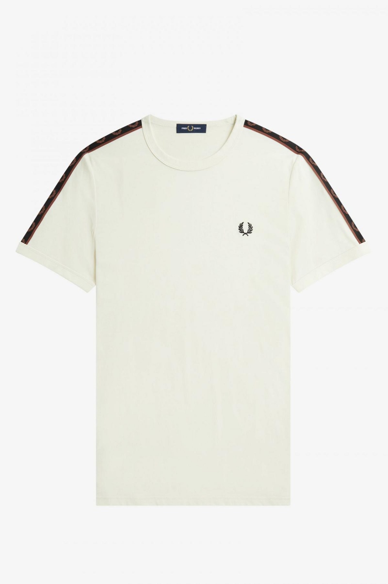 T Shirts Fred Perry Contrast Tape Ringer Homme Marron | FRZDE16768