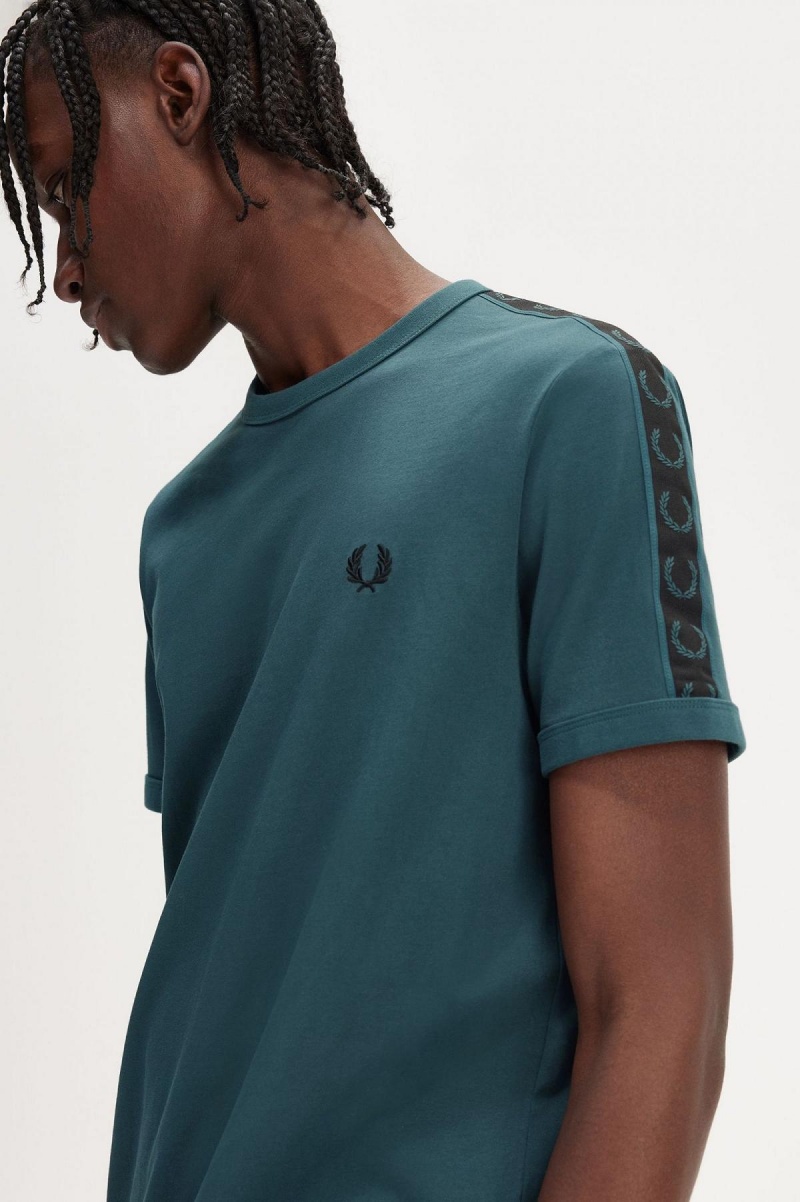 T Shirts Fred Perry Contrast Tape Ringer Homme Bleu Noir | LFRTR50534