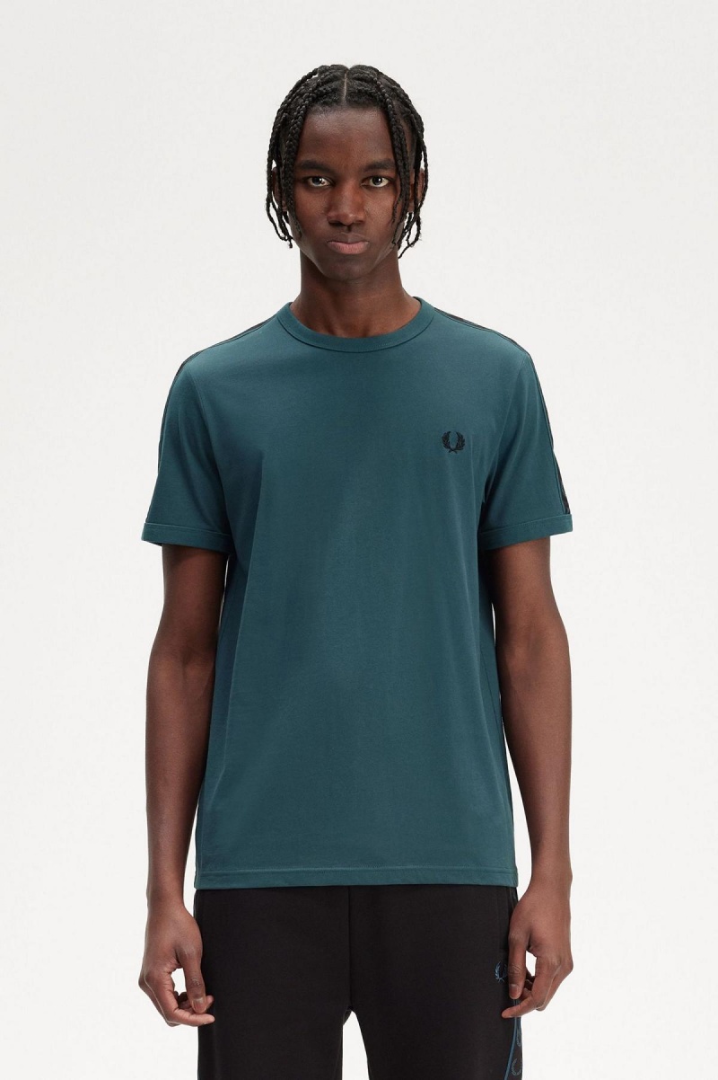 T Shirts Fred Perry Contrast Tape Ringer Homme Bleu Noir | LFRTR50534