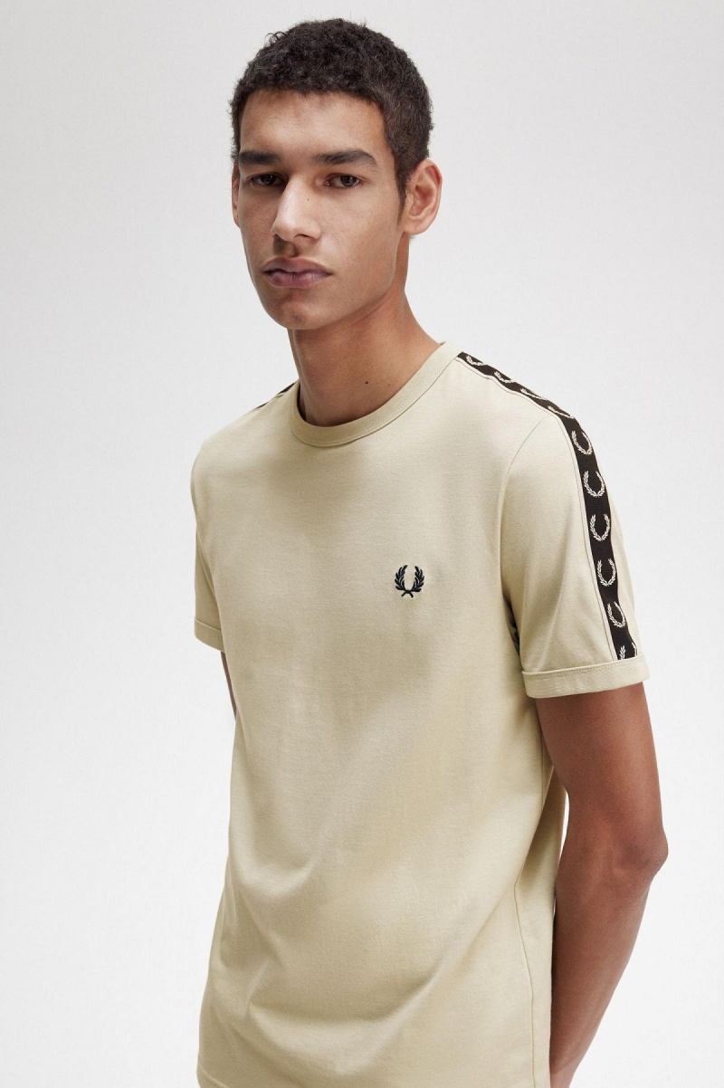 T Shirts Fred Perry Contrast Tape Ringer Homme Noir Noir | EFRVG65836