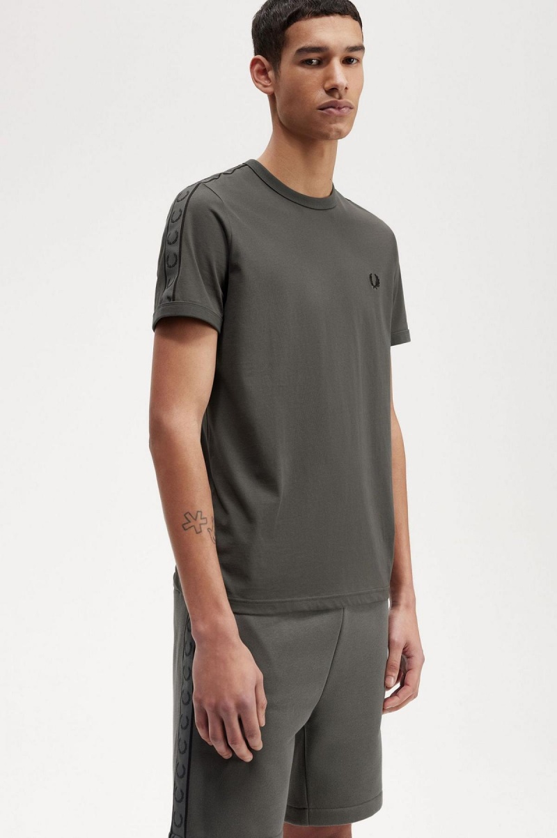 T Shirts Fred Perry Contrast Tape Ringer Homme Vert Vert | PFRER45168