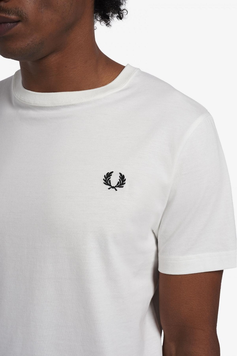 T Shirts Fred Perry Crew Neck Homme Blanche | ZFRMJ57856