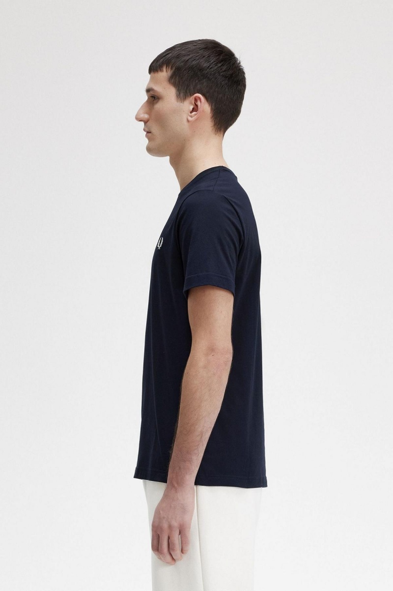 T Shirts Fred Perry Crew Neck Homme Bleu Marine | YFRVQ42374