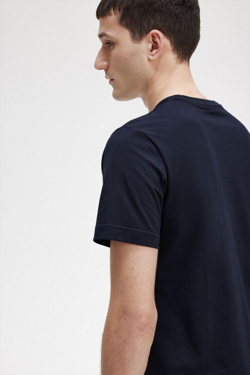 T Shirts Fred Perry Crew Neck Homme Bleu Marine | YFRVQ42374