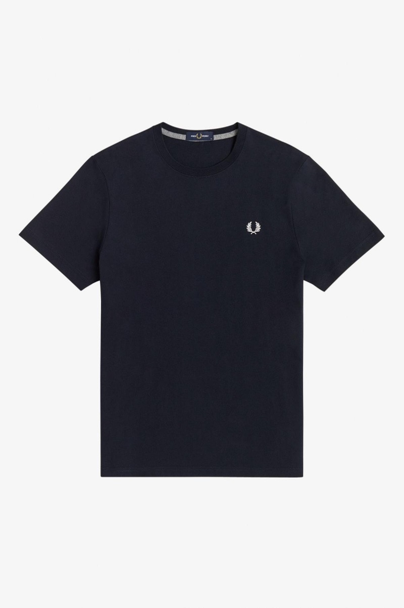 T Shirts Fred Perry Crew Neck Homme Bleu Marine | YFRVQ42374