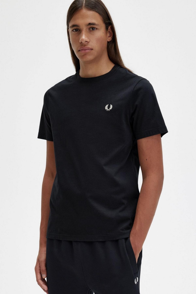 T Shirts Fred Perry Crew Neck Homme Noir | FFRUI60277