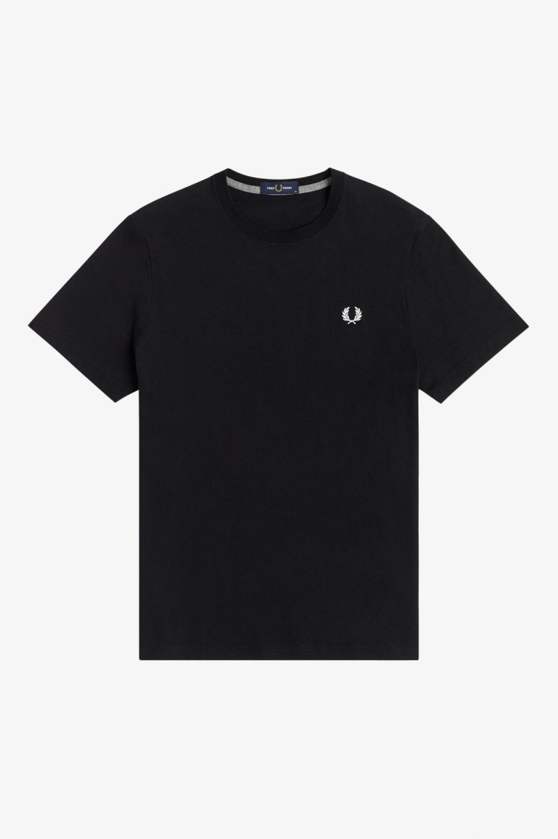 T Shirts Fred Perry Crew Neck Homme Noir | FFRUI60277