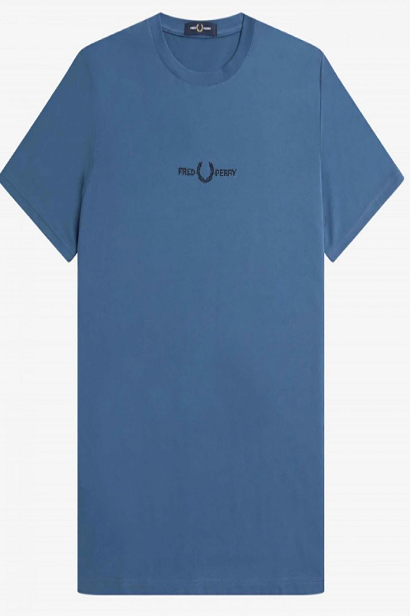 T Shirts Fred Perry Embroidered Homme Bleu | XFRGW11902