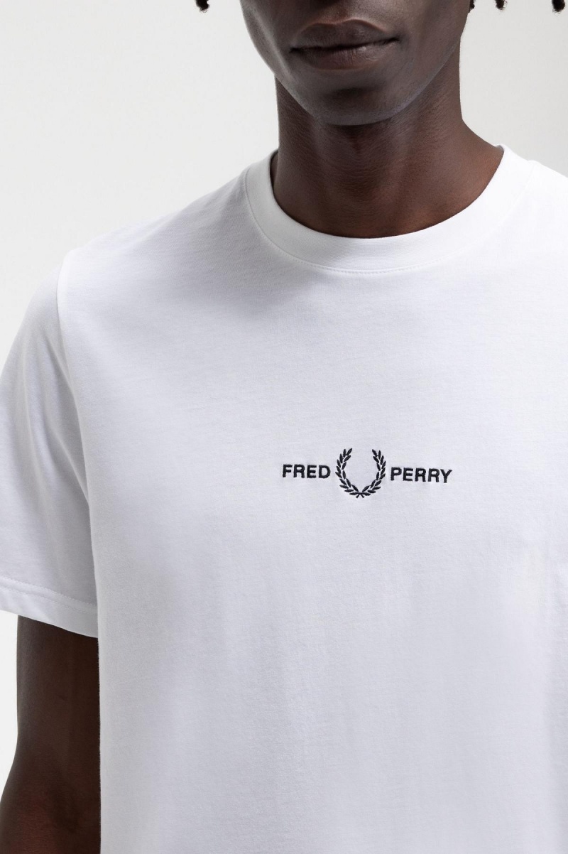 T Shirts Fred Perry Embroidered Homme Blanche | SFRNY49492