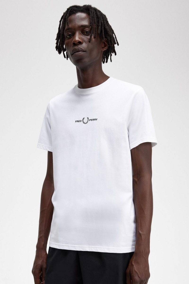 T Shirts Fred Perry Embroidered Homme Blanche | SFRNY49492