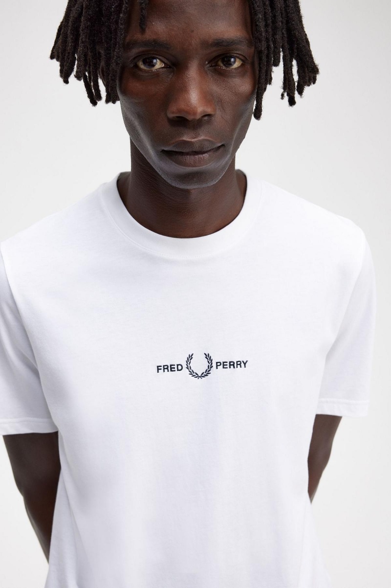 T Shirts Fred Perry Embroidered Homme Blanche | SFRNY49492