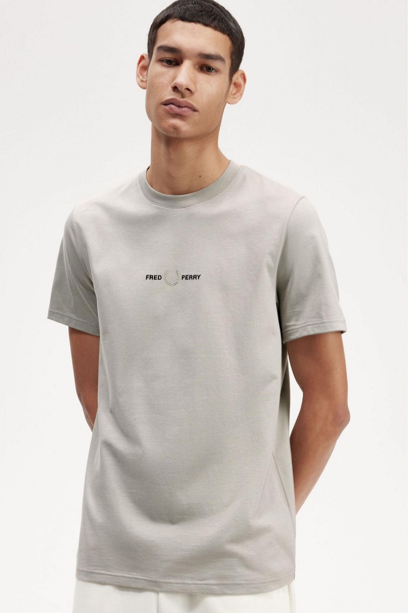 T Shirts Fred Perry Embroidered Homme Limestone | EFRHC11797