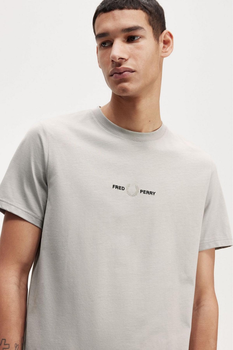 T Shirts Fred Perry Embroidered Homme Limestone | EFRHC11797